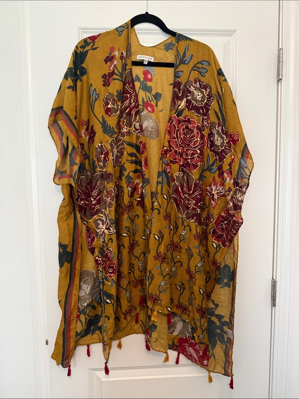 Boho Floral Mustard Kimono Cardigan - Unbranded